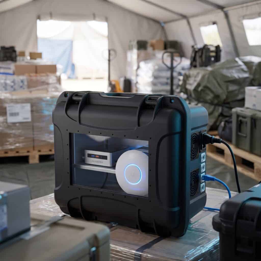 Rugged deployable network case designed for rapid field communications