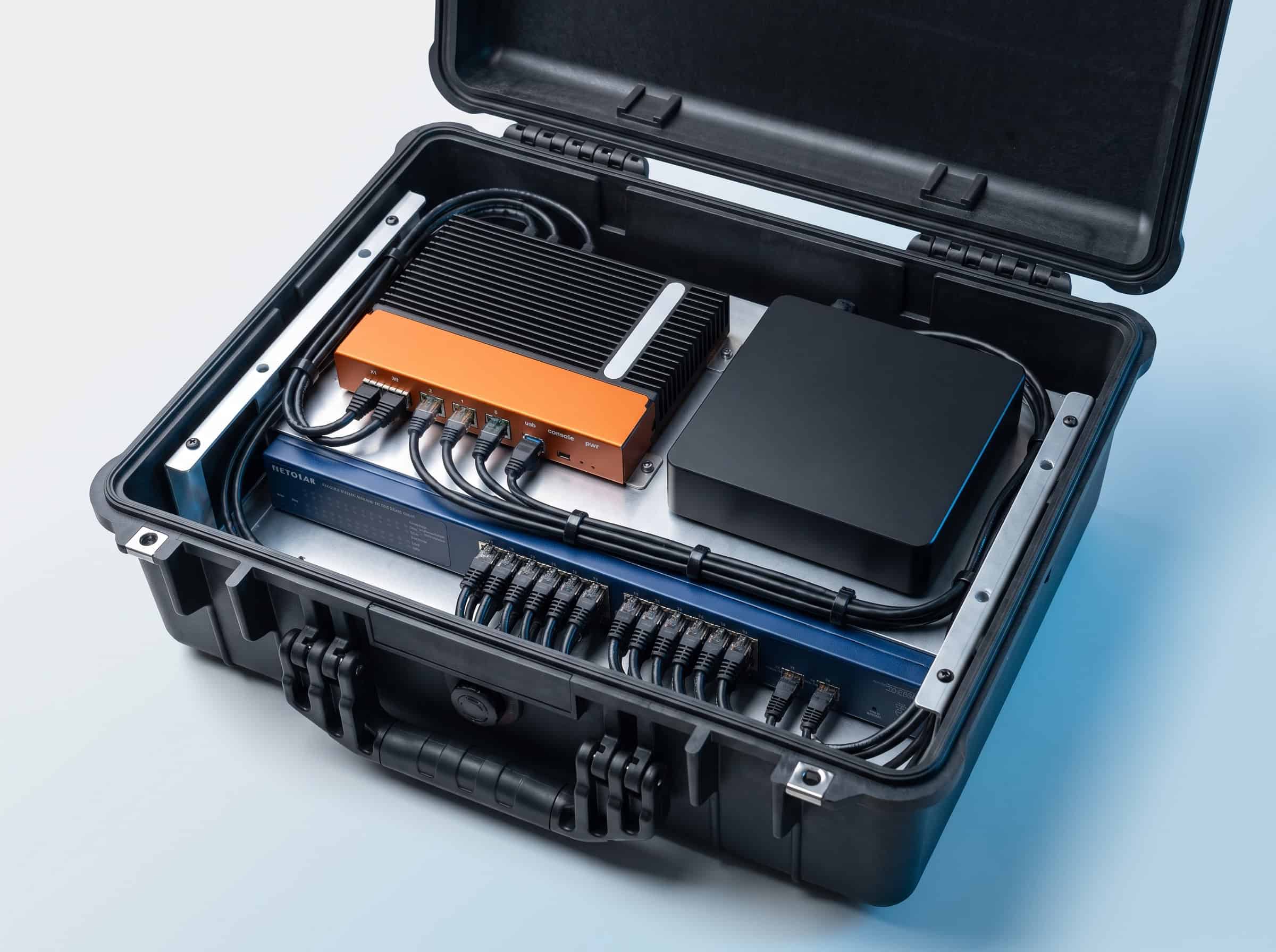Network equipment integrated into a protective case